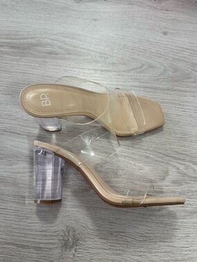 BP Nude Clear Strap Block Heel Sandal